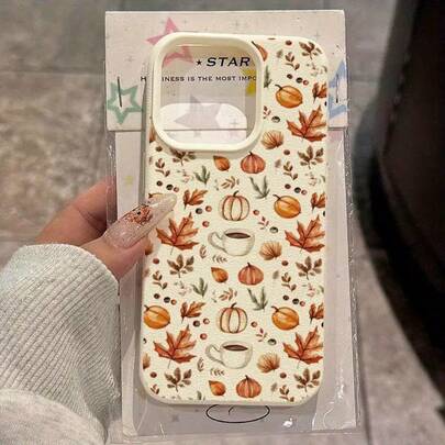 Casing Pelindung Penuh Tema Halloween Motif Musim Gugur & Daun Gugur, Kompatibel dengan iPhone 16 Pro Max, 15 Pro, 14 Plus, 13/12, Tekstur Leci, Soft Shell Anti-Jatuh, Tahan Sidik Jari, Casing Pelindung Unisex, Kompatibel dengan Seri Galaxy [Versi Internasional, Bukan Versi Lokal] A03s, A03 Core, A04, A12, A13, A14, A21s, A22, A23, A24, A32, A33, A34, A5, A51, A52, A53, A54, A71, A72