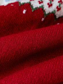 Girls' Preppy Floral Pattern Knit Cardigan With Pockets, Hooded Long Sleeve Sweater, Suitable For Daily School Wear In Spring, Autumn And Winter - Red - View 10