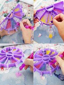 6-Grid Diamond Painting Tray With Plastic Brush, Suitable For DIY Diamond Sorting And Handmade Crafts - B - View 5