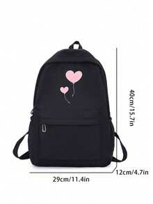 Mochila de gran capacidad versátil de unicolor simple para estudiantes, mochila escolar - Negro - Ver 7