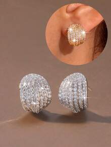 1 Pair Luxury Style Exquisite Women's Earrings Suitable For Evening Party, Commute, Date, Gathering, Holiday And Daily Wear - Circular Zirconium - View 7