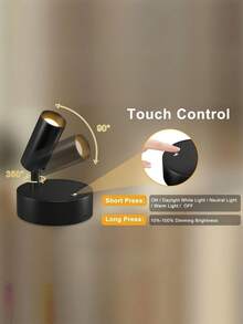 1 Set Lampu Sorot LED Putih Nirkabel Tanpa Bor, Dapat Diisi Ulang dengan Kontrol Sentuh USB-C Plastik, Dapat Diputar 350°, Dapat Diredupkan, 3 Suhu Warna, Cocok untuk Dekorasi Dinding Kamar Tidur, Tanaman, Membaca, Dekorasi Dalam Ruangan Rumah, dan Cahaya Ambient. - Satu ukuran cocok untuk semua - View 9