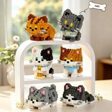 Micro-Particle Cute Cat Building Block Series, Children's Toy Building Block Set, Creative Fun 3D Assembly Blocks, Soft Stress Relief Gadget, Children's Educational Toy, Improve Children's Hands-On Ability, Classroom Reward Small Gift Recommendation, Warm Healing Desktop Decor, Suitable For Collection, Back To School/Birthday And Fashionable Small Gift Among Friends - Multicolor - View 1