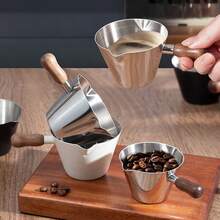 1pc Silver Thick Stainless Steel Coffee Extraction Cup 100ml, With Scale, Small Milk Cup Maker, Espresso Measuring Cup Bowl, Kitchen Supplies - Silver - View 7