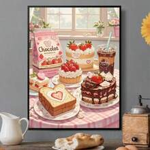5D DIY Diamond Painting, Frameless Design, Strawberry Cake Dessert Theme Pattern. Suitable For Beginners And Craft Enthusiasts, Ideal Choice For Living Room Decoration - View 4