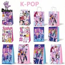 DOBBLE 12/36pcs K-Pop Style Anime Character Paper Gift Bags, Mixed Design Candy Favor Bags For Birthday Party Supplies, Party Favors, Gift Packaging & Party Decorations - View 1