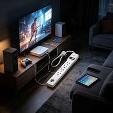 Regleta Multienchufe Blanca,4 Tomas con Puertos USB, Cable 1.8m - Tipo de Enchufe A USA (110-127V) - Ver 3