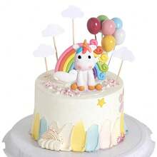 13pcs Unicorn Birthday Cake Toppers - Rainbow & Cloud Decorations, Suitable For Baking, Desserts And Parties - Multicolor - View 7