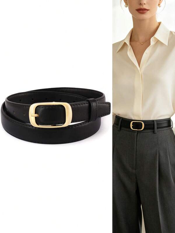 2/1pc Women's Pin Buckle Waist Belt, Versatile All-Match Decorative Thin Belt, Stylish Accessory For Jeans, Dresses And Daily Casual Outfits.