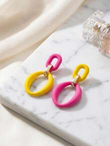 Geometric Exaggerated Hoop Earrings New Niche Fashion Personalized Retro Hong Kong Style Large Ear Studs Drop - Three-tier Link Earrings - View 8