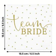 20入/40入/60入組 TeamBride 波點圖案餐巾紙，適合單身派對、新娘婚前派對，新娘與伴娘/婚禮餐桌裝飾 - 白色 - 查看 8