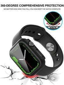 1pc Fashion New PC Watch Protective Case Compatible With Apple Watch 38mm 40mm 41mm 45mm 44mm 42mm 49mm Compatible With Apple Watch Ultra Series Ultra 9 8 7 6 5 4 3 2 1 SE Waterproof Anti-Scratch Anti-Collision Double-Row Rhinestone Watch Protective Case For Women And Men - Black - View 2