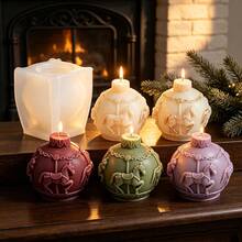1/2PCS Carousel Horse Sphere Candle Silicone Mold Set, Vintage Rotating Horse Ball Aromatherapy Candle Mould For DIY Handmade Soap, Resin Gypsum Diffuser Stone, Home Decor Holiday Gift - Carousel - View 11
