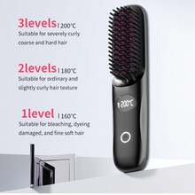 New USB Rechargeable Hair Straightener Brush, Wireless Portable Hair Straightener, Negative Ion Hair Care, 2-In-1 Straightener & Curler, Battery Capacity: 2000mAh - Multicolor - View 7