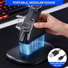 iplay Airplane-Shaped Vertical Charging Dock For PlayStation 4/Slim/Pro Controllers, Detachable Base, MICRO USB Fast Charging, Dual Controller Simultaneous Charging, Overvoltage Overcurrent Overheating Protection, Blue LED Charging Indicator Light Vertical Storage Stand Airplane Charger - View 8
