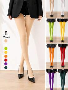 1 Pair Of Women's Anti-Snag 80 Denier Solid Color Dance Soft Translucent Stirrup Tights High-Waisted Leggings, Comfortable - Multicolor - View 1