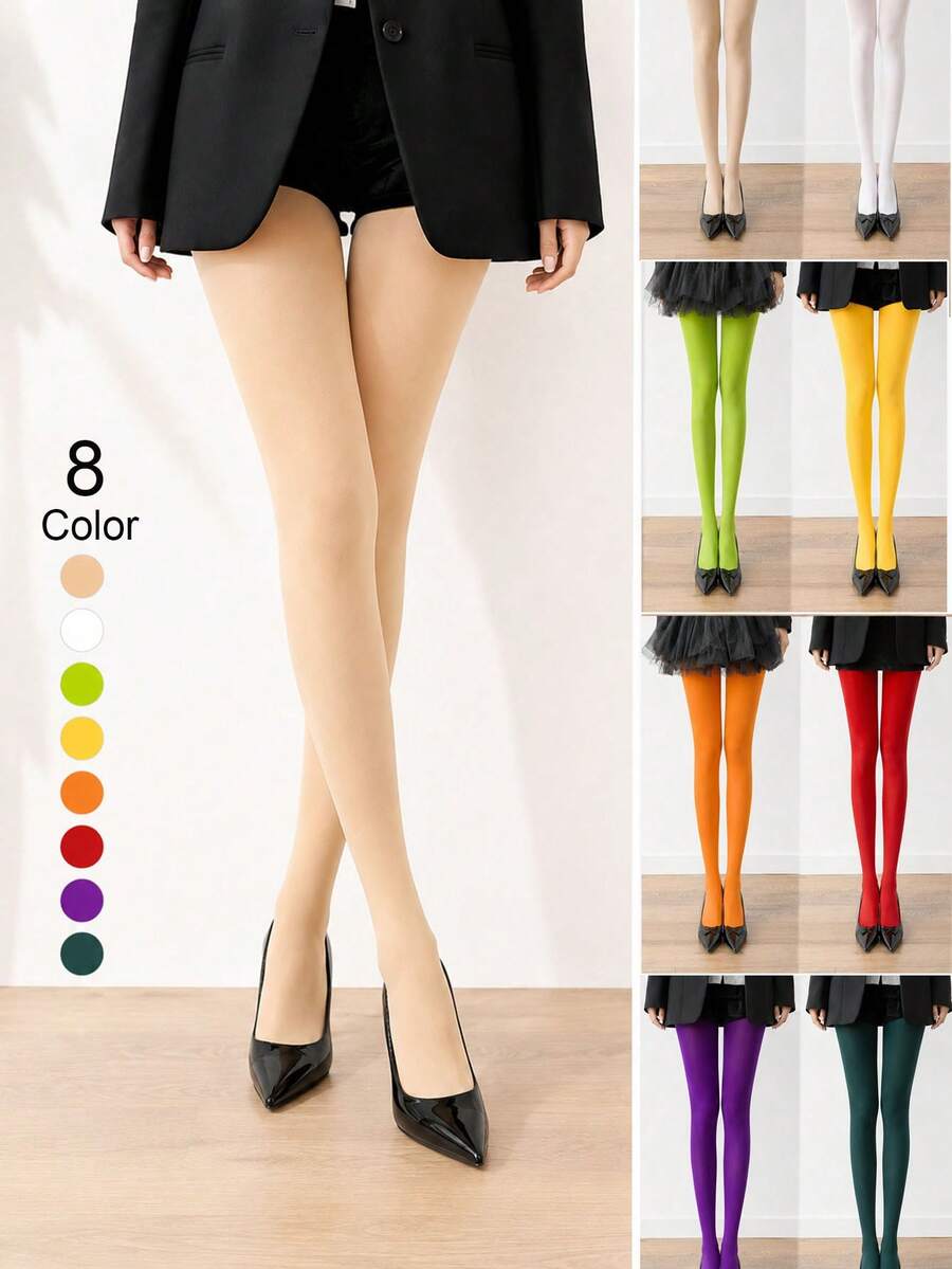 1 Pair Of Women's Anti-Snag 80 Denier Solid Color Dance Soft Translucent Stirrup Tights High-Waisted Leggings, Comfortable - Multicolor - View 1