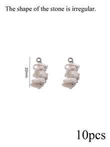 10-Piece Set Of Assorted-Color Stainless Steel Natural Irregular Pebble Pendants, Necklaces, And Earrings-DIY Jewelry Making Supplies - Pendants - View 20