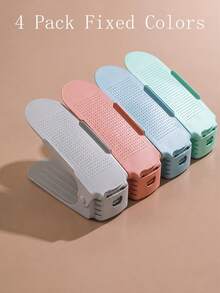 4/1件可調節雙層鞋架，省空間鞋子收納整理架，宿舍簡約一體式鞋架，加厚塑料可折疊鞋盤，鞋櫃分層收納架，可堆疊拖鞋收納支架，極簡雙層鞋支撐架，居家鞋子擴展收納架，高度可調適用各種鞋款，鞋櫃收納整理架 - 彩色 - 查看 17