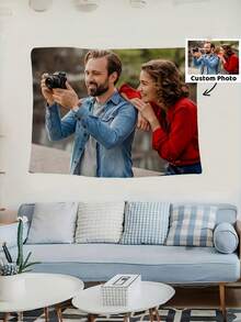 Personalized Photo Tapestry - Customizable Fabric Wall Hanging, Suitable For Birthday, Christmas, Valentine's Day - Unique Home Decor Gift For Friends, Family, Couples - No Electricity Required, Personalized Photo Gift, Heart-Shaped Design, Comfortable Texture - Multicolor - View 5