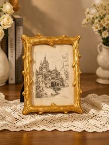 1pc Multifunctional Hollow Center Branch Design Desktop Display Frame, Frame Only, No Glass Backboard Or Photo Insert, Vintage Home Decor, Suitable For Bedroom, Study, Office Desk, Also As Wedding, Birthday And Party Gift - A - View 5
