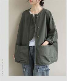 Plus Size Lightweight Jackets - Green - View 9