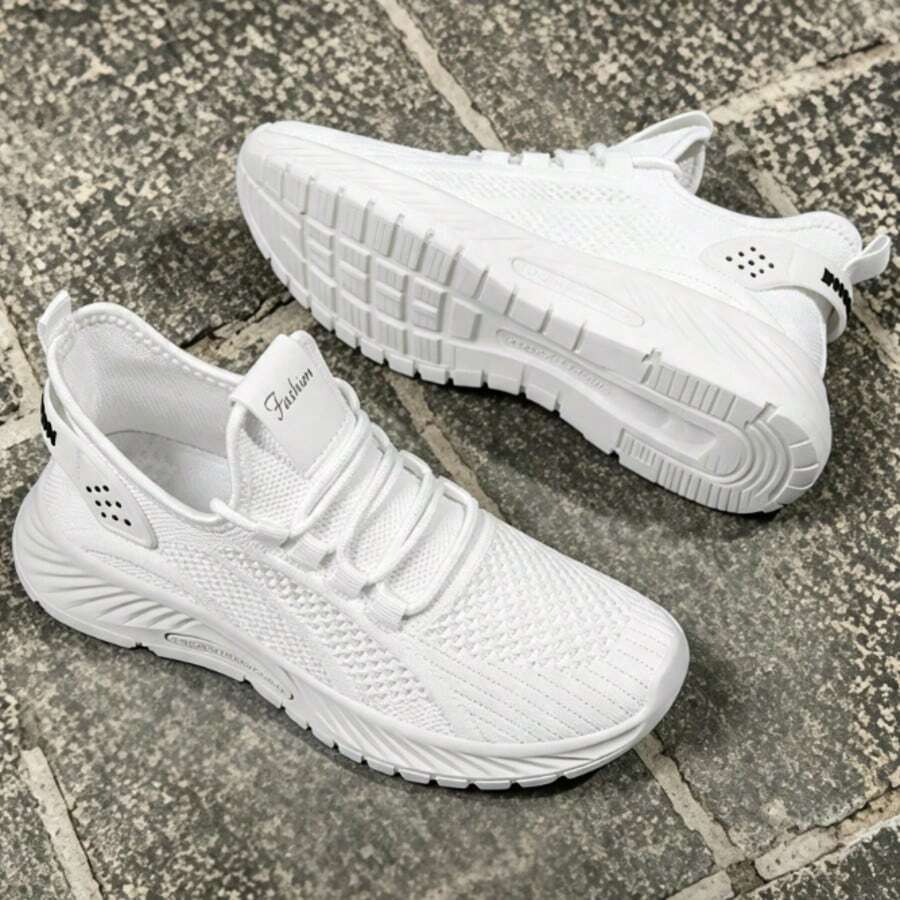 Retro Mesh Sneakers For Men & Women. Low-Top Lace-Up With Ankle Support, Non-Slip EVA Sole, Lightweight For Sports & All-Season Wear - 白色 - 查看 1