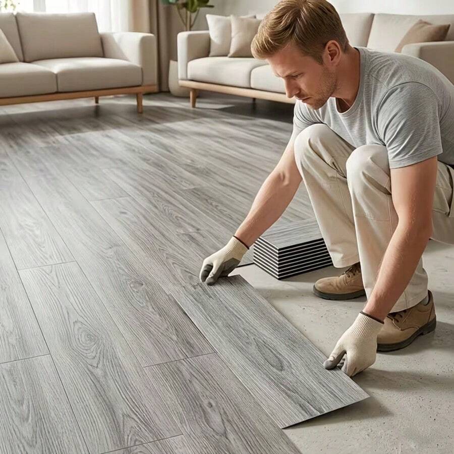 25pcs Wood Grain Self-Adhesive Non-Slip Floor Stickers, Thickened Polyethylene Foam Material, Waterproof And Wear-Resistant, Peel And Stick, Easy To Clean And Removable, Suitable For Living Room, Kitchen, Office And Bedroom Decoration. - Floor Sticker - View 1