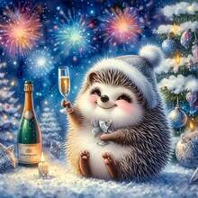 1PC DIY 5D Diamond Painting Kit Cute Hedgehog Pattern - Round Full Drill Art Mosaic Craft, Home Wall Decor, Unframed - No Frame - View 1