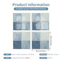 24PCS 3D Self-Adhesive Wall Tile Stickers, 15.25*15.25cm, Multi-Color Square Pattern Decorative Wall Decals, Removable Wall Stickers For Kitchen Backsplash, Bedroom, Living Room Home Wall Renovation And Decoration Sticker Set - A24pcs - View 2