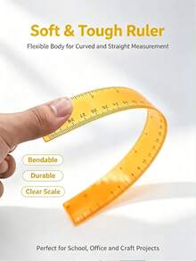 30 Inch Plastic Ruler, Dual Scale High Clarity Markings, Colorful Transparent Ruler, Straight Ruler, Flexible Transparent Multicolor Style, Equipped With Centimeter And Inch Scales, Suitable For Classroom, Office, Teachers And Students Use, Essential Back To School Student Stationery. - A - View 3