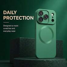 1件裝 綠色金屬漆時尚磁吸軟磨砂手機殼，適用於 iPhone 17 Pro Max 17Pro 17 Air 17e 16 16E 15 14 Plus 13 12 11 Pro Max，玻璃鏡頭無線充電保護殼 - 綠色 - 查看 5