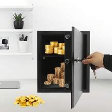 kangten 35L/7.7Gal Cash Box For Home Use, Lockable Storage Box With Keys, 13.78*12.2*17.72in, Steel - Black - View 10