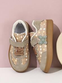 Girls' New Floral Pattern Children's Sports Shoes - Brown - View 5