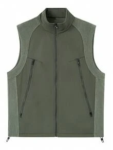 NBCT Women's Small Stand Collar Sleeveless Vest, Multi-Color Outdoor Casual Sports Zipper Outerwear Jacket - Green - View 2