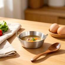 1 Or 3 PiecesKorean-Style Stainless Steel Dual-Handled Snack Bowls In Gold/Silver Finish, Condiment Bowls, Sauce Dishes, And Kimchi Dipping Plates With Handles - Multicolor - View 6