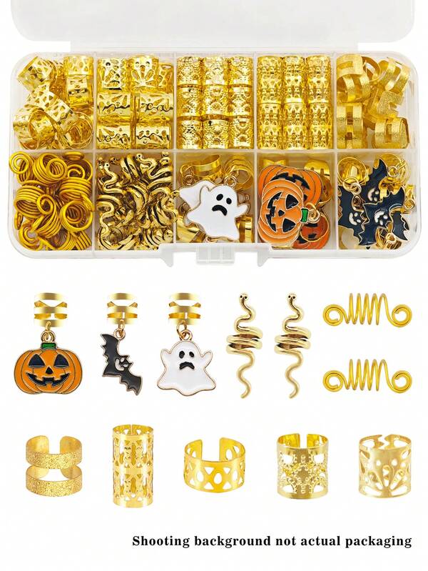 57pcs Halloween Hair Accessories, Pumpkin, Bat, Gothic Style, Multi-Theme Bows And Leaves Hair Clips, Suitable For Dreadlocks (Box Not Included)
