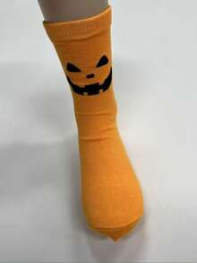 1/2/4 Pasang Kaos Kaki Unisex Motif Halloween Nyaman dan Bernapas Setinggi Betis - MultiWarna - View 9