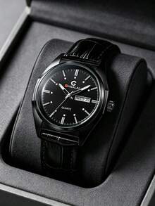 GUSALAI Men's Watch Minimalist Dial PU Leather Quartz Watch Dual Calendar Versatile Casual Wristwatch Suitable For Daily Wear And Various Holiday Gifts Selection - one-size - View 14
