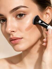 5 buah Kuas Makeup Multifungsi Dua Ujung, Kuas Alas Bedak, Kuas Perona Pipi, Kuas Bedak, Kuas Kontur, Kuas Perona Mata, Alat Makeup yang Dirancang untuk Wanita, Portabel, Hadiah untuk Anak Perempuan - Hitam dan Putih - View 4