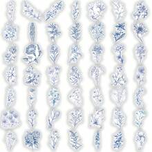 50 Blue And White Flower Fun Cartoon Stickers, Exquisite And Fun Stickers For Decorating Stationery, Laptops, Phone Cases, Suitcases, Guitars, And Helmets - Multicolor - View 6