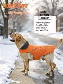 Metglad Quilted Dog Winter Coat, Cold‑Resistant Pet Jacket With Storage Pocket, Reflective Adjustable Cold‑Weather Dog Snow Suit, Indoor & Outdoor Wear For Small, Medium & Large Dogs - Orange - View 4