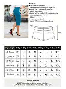 Autumn Commute Gem Rose Solid High Waist Pencil Skirt Professional Back To School Elegant Women's Slit Knee-Length Bodycon Fitted Halloween Christmas - Modal Blue - View 6