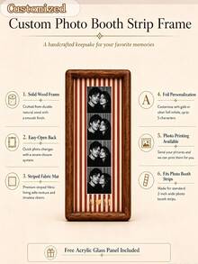 Couple Photo Strip Frame, Customized Photo Booth Frame, Striped Fabric Frame, Couple Anniversary Gift, Wedding Keepsake, Home Decor - Multicolor - View 7