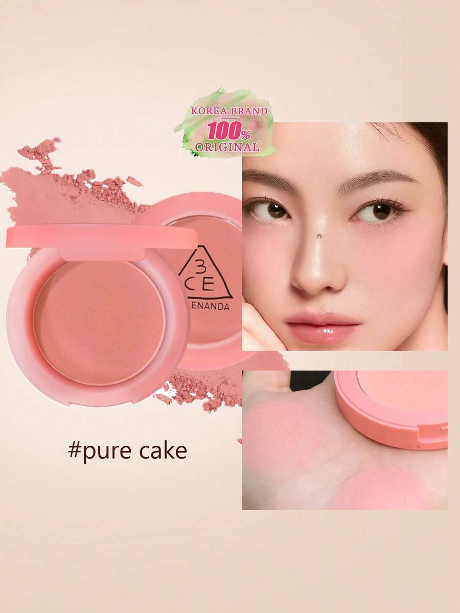 3CE Mood Recipe PureCake 腮紅 Peach Splash，絲絨慕斯霧面，柔滑易暈染，控油提亮，持久不褪色，防暈染，輕盈，適合新手，K-Beauty 韓系彩妝，Olive Young，禮品