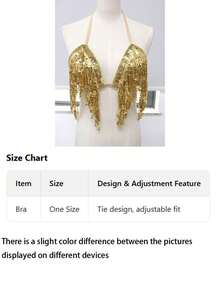 Sequin Fringe Halter Dance Top Wrap Tie Hip Skirt Belly Dance Stage Performance Outfit Multi‑Color Available - Multicolor - View 4