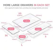 1/3/5pcs PP Transparent Plastic Drawer Storage Boxes, 4 Sizes Multi-Functional Bathroom Vanity Organizer Tray, Non-Slip Storage Box, Suitable For Cosmetics, Jewelry, Bedroom, Kitchen Utensils And Office Supplies - View 5