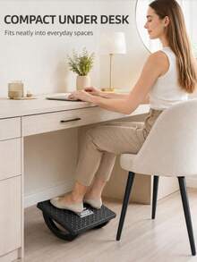 1pc Adjustable Height Ergonomic Footrest With Massage Bumps, Prevents Leg Crossing, Relieves Leg Fatigue, Makes Work Easier, Suitable For Office, Living Room, Study, Great Gift For Boss And Friends - Black - View 10