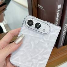 奢華極簡水波紋透明手機殼，相容 iPhone Duo，後蓋折疊翻蓋手機殼，中性防摔保護殼 - 無色 - 查看 5