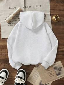 3pcs/Set Girls Hooded Sweatshirt, Simple Letter Design, Color Block Outfit, Suitable For Autumn/Winter Holidays And Outdoor Wear - Multicolor - View 4